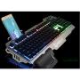 USB Keyboard Wrist Rest Compact Layout Mechanical Gaming Keyboard 104 Key Mobile Phone Holder for Windows PC 49x26cm