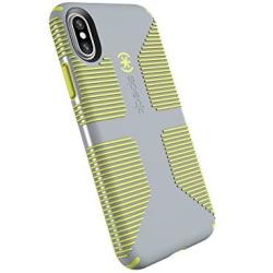 Speck Products CandyShell Grip Cell Phone Case for iPhone XS/iPhone X - Nickel Grey/Antifreeze Yellow