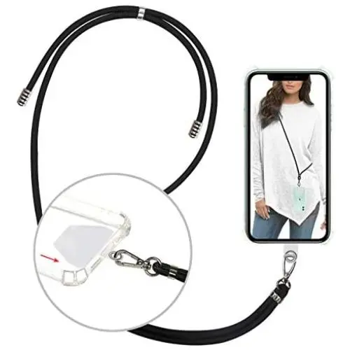 takyu Phone Lanyard, Universal Cell Phone Lanyard with Adjustable Nylon Neck Strap, Phone Tether Safety Strap Compatible with Most Smartphones with Full Coverage Case (Black) takyu Phone Lanyard, Universal Cell Phone Lanyard with Adjustable Nylon Neck Strap, Phone Tether Safety Strap Compatible with Most Smartphones with Full Coverage Case (Black)