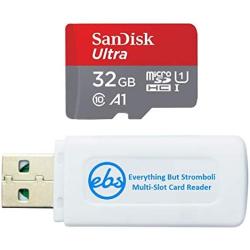 SanDisk 32GB MicroSD Ultra Memory Card Works with LG G6, LG V30, Q6, G5, G4, LG Tribute HD, K40, Phoenix 4 Cell Phone (SDSQUAR-032G-GN6MN) Bundle with (1) Everything But Stromboli Micro Card Reader