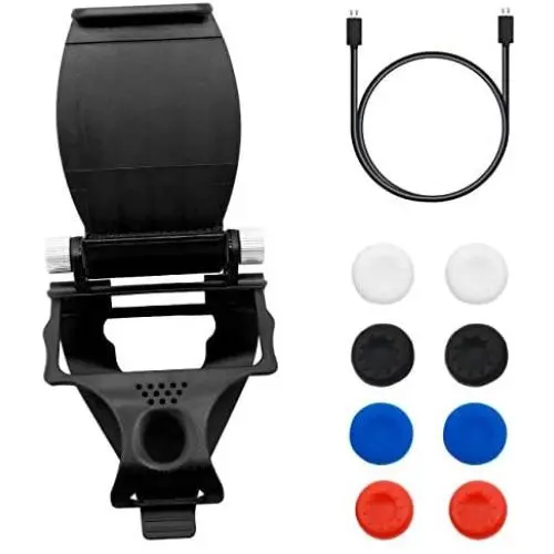 AYWFEY PS4 Controller Phone Clip with 4 Pairs Silicone Thumb Grips Caps, Mobile Phone Foldable Clamp Holder Bracket Mount Stand Compatible for Sony Playstation 4 Dual Shock Wireless Game Controller AYWFEY PS4 Controller Phone Clip with 4 Pairs Silicone Thumb Grips Caps, Mobile Phone Foldable Clamp Holder Bracket Mount Stand Compatible for Sony Playstation 4 Dual Shock Wireless Game Controller