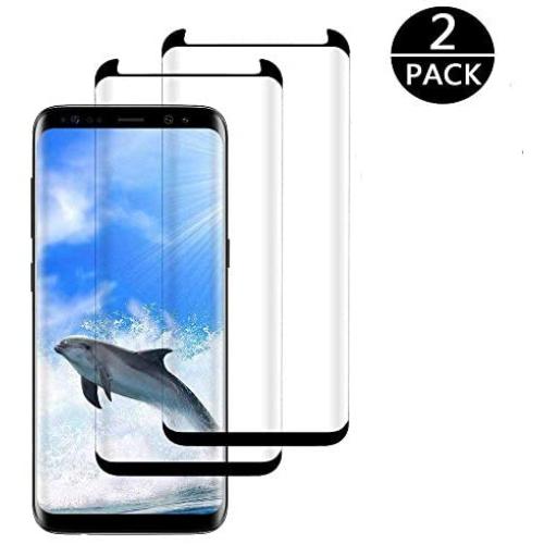 [2 Pack] Galaxy S8 Screen Protector, Case Friendly Anti-Scratch Anti-Bubble High Definition 3D Curved Tempered Glass Film Compatible for Samsung S8 Black