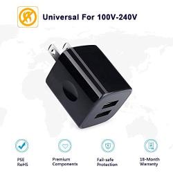 Wall Charger, Charger Cube, Charging Block Fast Charge Dual Port 2.1A USB Power Brick Phone Charger Plug Box Heads Compatible iPhone Xs Max/Xs/XR/X/8/7/6S/6 Plus, Samsung Galaxy S10/S10e S9/S8/Plus S7