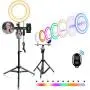 10" Selfie Ring Light with Stand and Phone Holder, Adjustable RGB Rainbow Ring Light, for Live/Makeup/Self-Timer Photo/Video/Product Photography Compatible with iPhone Android 10" Selfie Ring Light with Stand and Phone Holder, Adjustable RGB Rainbow Ring Light, for Live/Makeup/Self-Timer Photo/Video/Product Photography Compatible with iPhone Android