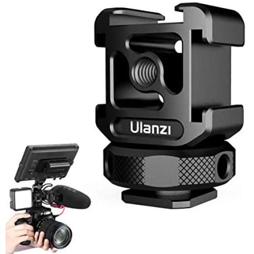 ULANZI PT-12 Camera Hot Shoe Extension Bracket with Triple Cold Shoe Mounts for Microphone LED Video Light, 1/4 Screw for Magic Arm, Aluminum Shoe Mount Compatible with Nikon Canon Sony Cameras
