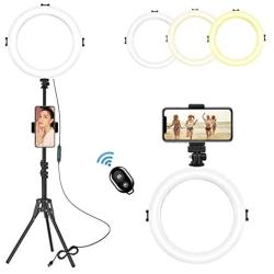 8" LED Selfie Ring Light with Tripod Stand and Phone Holder with Remote for LiveStream/Makeup, Ringlight Tripod for Camera YouTube Video/Photography/TikTok Compatible with iPhone Xs Max XR Android