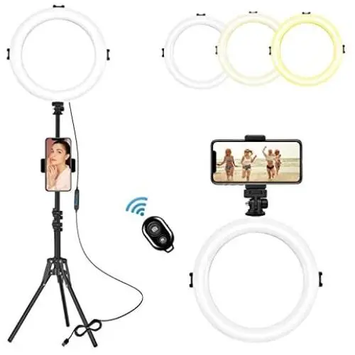 8" LED Selfie Ring Light with Tripod Stand and Phone Holder with Remote for LiveStream/Makeup, Ringlight Tripod for Camera YouTube Video/Photography/TikTok Compatible with iPhone Xs Max XR Android 8" LED Selfie Ring Light with Tripod Stand and Phone Holder with Remote for LiveStream/Makeup, Ringlight Tripod for Camera YouTube Video/Photography/TikTok Compatible with iPhone Xs Max XR Android