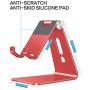 Adjustable Cell Phone Stand, OMOTON Desktop Cell Phone Stand Tablet Stand (Red)