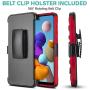 CasemartUSA Phone Case for [Samsung Galaxy A21], [Refined Series][Red] Shockproof Cover with Built-in Kickstand & Belt Clip Holster for Samsung Galaxy A21 (Verzion, Boost Mobile, T-Mobile, Metro)