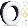 Whellen Selfie Ring Light for Phone Laptop Tablets Camera Photography Video, Rechargeable LED Clip On Light (Black)