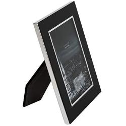 Happy Homewares Modern Polished Silver Aluminium & Black Glass 5" x 7" Picture Frame