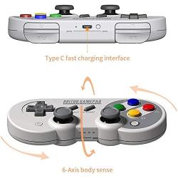 8Bitdo SF30 Pro Wireless Bluetooth Controller with Joysticks Rumble Vibration USB-C Cable Gamepad for Mac PC Android Nintendo Switch Windows macOS Steam With Carrying Case