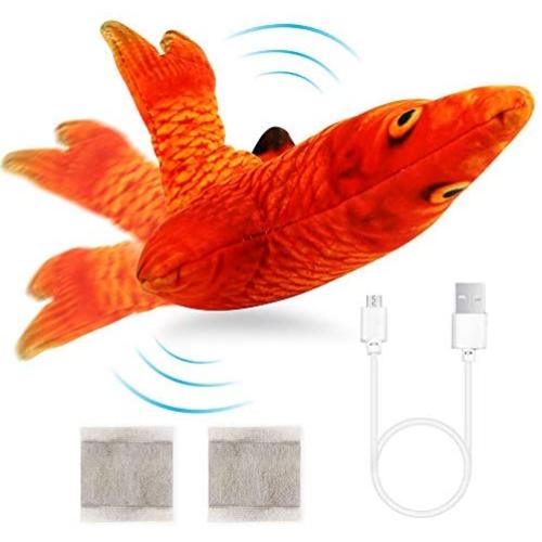 Ackitry Electric Moving Fish Toy Realistic Cat Flopping Fish Toy Wiggle Fish Catnip Toys Plush Interactive Cat Toys for Cat Exercise