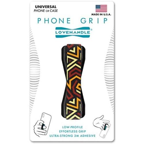 LoveHandle Universal Grip for Most Smartphones, Mini Tablets and Cases, Ancestors Design Colored Elastic Strap with Black Base, LH-01-Ancestors