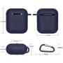 amasing AirPods Case 7 in 1 for Airpods 1&2 Accessories Kits Protective Silicone Cover for Airpod Gen1 2 (Front Led Visible) Included 2 Ear Hook /2 Staps/1 Clips Tips Grips/1 Zipper Box (Blue)