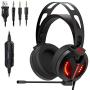 Game Lab Spartan (2019 Edition) Red LED Over-Ear Surround Sound Gaming Headset Noise Cancelling Microphone for PC, Xbox One, PS4, Nintendo Switch, Mac, Desktop, Laptop, Computer, VR, Android, iOS
