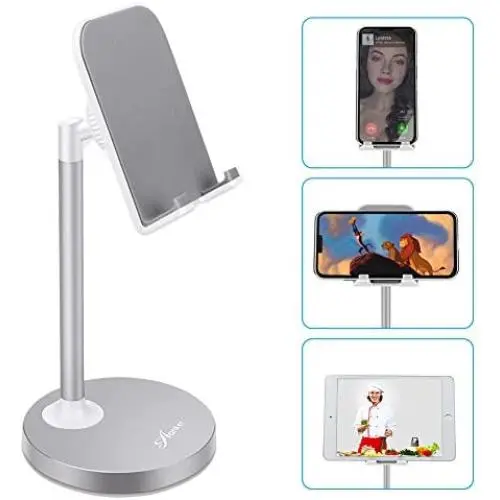 AONKEY Adjustable Cell Phone Stand, Desk Cellphone Holder Compatible with iPhone Xs Max XS XR X 6 6S 7 8 Plus, All Android Smartphone & iPad& Other 7”-13” Tablets AONKEY Adjustable Cell Phone Stand, Desk Cellphone Holder Compatible with iPhone Xs Max XS XR X 6 6S 7 8 Plus, All Android Smartphone & iPad& Other 7”-13” Tablets