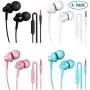 XHNFCU Stereo Earbuds in-Ear Headphones with Microphones Noise Isolating,High Definition and Heavy Bass Earphones,for Mobile Phone,Laptops,Gaming(Black+White+Pink+Blue 4 Pack) XHNFCU Stereo Earbuds in-Ear Headphones with Microphones Noise Isolating,High Definition and Heavy Bass Earphones,for Mobile Phone,Laptops,Gaming(Black+White+Pink+Blue 4 Pack)