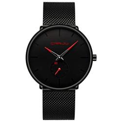 Mens Watches Ultra-Thin Minimalist Waterproof - Fashion Wrist Watch for Men Unisex Dress with Stainless Steel Mesh Band
