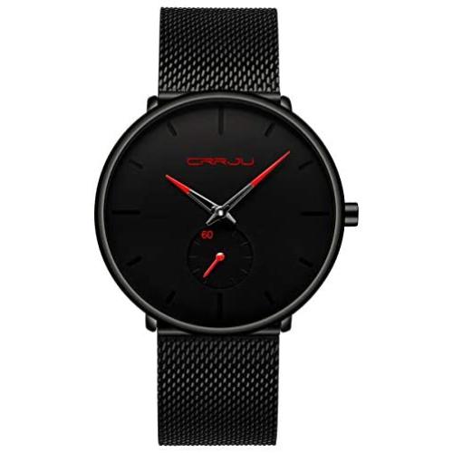 Mens Watches Ultra-Thin Minimalist Waterproof - Fashion Wrist Watch for Men Unisex Dress with Stainless Steel Mesh Band