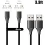 NetDot Gen10 3 in 1 Nylon Braided Magnetic Fast Charging Cable with Side LED Compatible with Micro USB & USB-C Smartphones and i-Product(3.3ft/2 Pack Black)