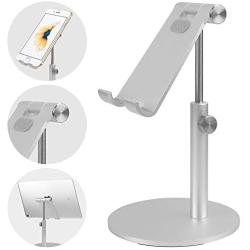 Co-Goldguard Tablet Stand Cell Phone Desk Holder Aluminum Desktop Stand Solid Anti-Slip Portable Universal Holders Adjustable Compatible with All Mobile Smart Phone Tablet,Silver