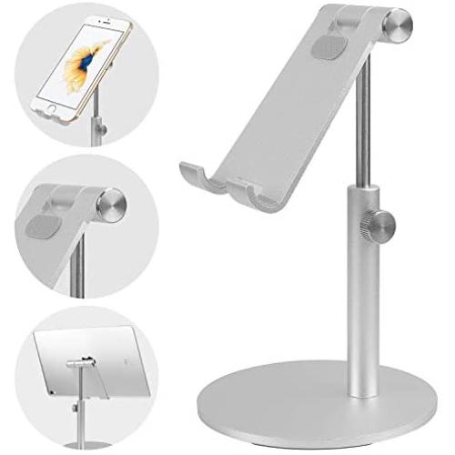 Co-Goldguard Tablet Stand Cell Phone Desk Holder Aluminum Desktop Stand Solid Anti-Slip Portable Universal Holders Adjustable Compatible with All Mobile Smart Phone Tablet,Silver