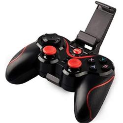 Wireless Android Gamepad T3 X3 Wireless Joystick Game Controller Bluetooth BT3.0 Joystick for Mobile Phone Tablet TV Box Holder-Black with Bracket-