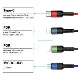 Multi Charging Cable USAMS Spring 2Pack 5FT 4 in 1 Nylon Braided Multiple USB Fast Charging Cord Adapter Type C Micro USB Port Connectors Compatible Cell Phones Tablets and More (Spring 4in1, 5FT)