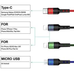 Multi Charging Cable USAMS 2Pack 4FT 4 in 1 Nylon Braided Multiple USB Fast Charging Cord Adapter Type C Micro USB Port Connectors Compatible Cell Phones Tablets and More (4in1, 4FT)