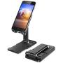 Cell Phone Stand, Angle Height Adjustable Cell Phone Stand for Desk, Foldable & Portable Desktop Phone Holder Cradle Dock, Thick Case Friendly Phone Holder Stand for iPad, All Phones, Tablets, Switch