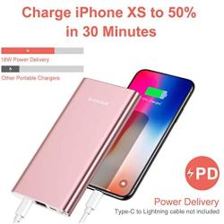 10000mAh PD 3.0 Power Bank Portable Charger Quick Charge USB-C 18W Fast Charging Battery Pack Compatible For iPhone 11 Pro X XS MAX XR 8 6s Plus iPad Nintendo Switch Samsung Galaxy S10 S9 S8 Rose Gold