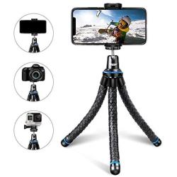 UBeesize Flexible Cell Phone Tripod, Mini Travel Tripod Stand with Wireless Remote Shutter, Universal Adapter Compatible with iPhone, Android, GoPro, DSLR, Action Camera. (Blue)