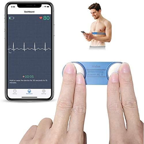Wellue Heart Monitor, Wearable Chest Strap Bluetooth Heart Health Tracker w Free App for iOS & Android Phone, Portable Handheld 30s - 15mins Recording Heart Monitoring Device for Fitness Use