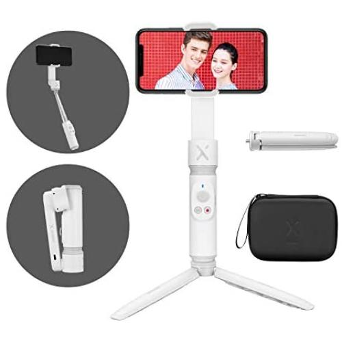 ZHIYUN Smooth X Gimbal Stabilizer for Smartphone, iPhone Selfie Stick Tripod, Foldable Handheld iPhone Gimbal, Video Recording, Bluetooth Remote, Face Tracking, Gesture & Zoom [w/Tripod & Case] White