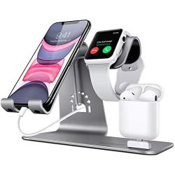 Bestand 3 in 1 Stand Holder for iPhone Mobile Phone iWatch and Charging Stand for Airpods Only, Grey (Patented, Airpods Charging Case NOT Contained)