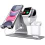 Bestand 3 in 1 Stand Holder for iPhone Mobile Phone iWatch and Charging Stand for Airpods Only, Grey (Patented, Airpods Charging Case NOT Contained)