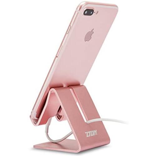 Cell Phone Stand, ZTON Aluminum Metal Tablet Stand, Mobile Phone Holder for iPhone iPad Samsung for Desk Table Bedroom Kitchen (Rose Gold)