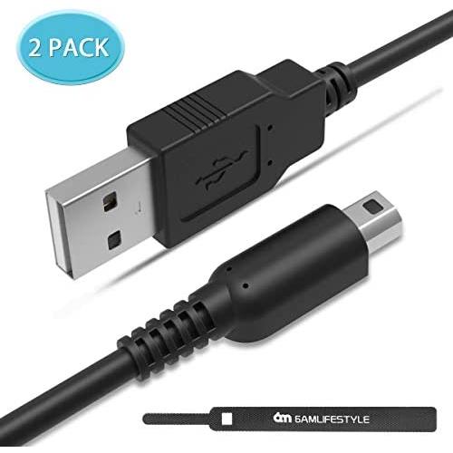 2 Pack 4FT 6amLifestyle 3DS USB Charger Cable, Power Charging Lead for Nintendo New 3DS XL/New 3DS/ 3DS XL/ 3DS/ New 2DS XL/New 2DS/ 2DS XL/ 2DS/ DSi/DSi XL/Black