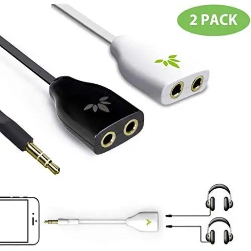 Avantree 2-Pack Two Way 3.5mm Dual Headphone Jack Splitter, AUX Stereo Earphone Earbuds Y Audio Split Adapter Cable Cord for Double Headset, Compatible with iPhone, iPad, Samsung Phones and Tablets Avantree 2-Pack Two Way 3.5mm Dual Headphone Jack Splitter, AUX Stereo Earphone Earbuds Y Audio Split Adapter Cable Cord for Double Headset, Compatible with iPhone, iPad, Samsung Phones and Tablets