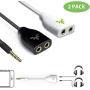 Avantree 2-Pack Two Way 3.5mm Dual Headphone Jack Splitter, AUX Stereo Earphone Earbuds Y Audio Split Adapter Cable Cord for Double Headset, Compatible with iPhone, iPad, Samsung Phones and Tablets