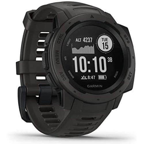 Garmin Instinct, Rugged Outdoor Watch with GPS, Features GLONASS and Galileo, Heart Rate Monitoring and 3-Axis Compass, Graphite