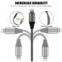 iPhone Charger 10 ft,3 Pack Lightning Cable & Data Sync Fast 10 Foot Nylon Braided Cord Compatible with iPhone Xs max/xr/x/8/8 Plus/7/7plus/6/6s Plus/5s/5,iPad(Silver)