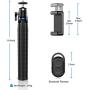 Flexible Mobile Cell Phone Tripod, Mini Travel Tripod Stand Holder with Wireless Remote Shutter, Compatible with iPhone, Samsung, Android, GoPro, DSLR, Action Camera