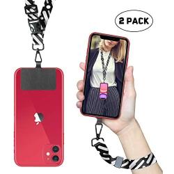 Universal Phone Lanyard Neck Wrist Straps with Durable Nylon Patch Compatible for iPhone Samsung Galaxy Huawei Series and Most Smartphone (Black)