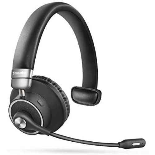 Bluetooth Headset 5.0, Pro 24 Hrs Talktime Noise Cancelling Wireless Headset with Mute Button for Cell Phones Business Office Trucker-M91