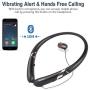 Bluetooth Headphones, Doltech Bluetooth 5.0 Neckband Headphones Noise Cancelling Headset with Carrying Bag Retractable Earbuds Stereo Earphones with Mic (Black)