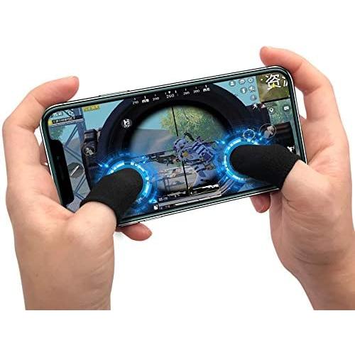 KMNIC Gaming Touchscreen Conductive Fiber Cap Anti-Sweat Breathable Touch Finger Gloves for Mobile Phone Games Better Than PUBG Trigger (Black)