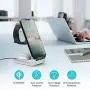 Wireless Charger Stand 3 in 1 Wireless Charging Station for Apple Watch 5/4/3/2/1 Airpods 2/ Pro Premium Qi-Certified Fast Cordless Charger for iPhone 11/Xs/X Max/XR/X/8/8Plus/Samsung S9/Note9-White