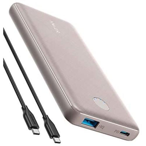 Anker PowerCore Slim 10000 PD 10000mAh Portable Charger USB-C Power Delivery (18W) Power Bank for iPhone 8/8+/X/XS/XR/XS Max, Samsung Galaxy S10, Pixel 3/3XL, iPad Pro 2018, and More (Fossil Gray)